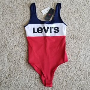 NWT Levi's logo bodysuit in red white and blue
